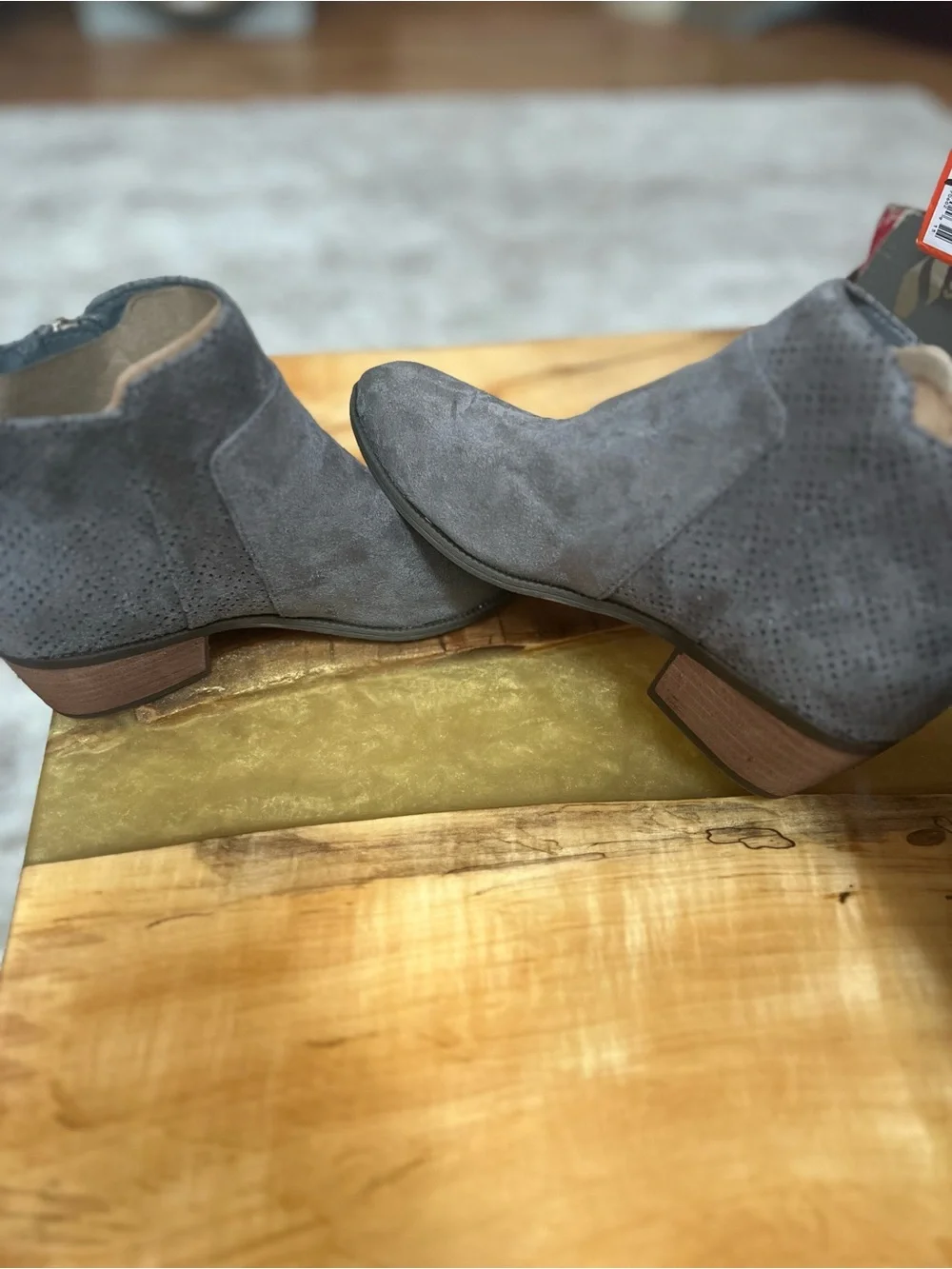 Dr. Scholl's Gray Suede Perforated Ankle Bootie with Side Zip